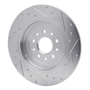 Ford Explorer Brake Rotor (1) - Rear Left - R1 Concepts - Drilled & Slotted - Silver - `05-`19